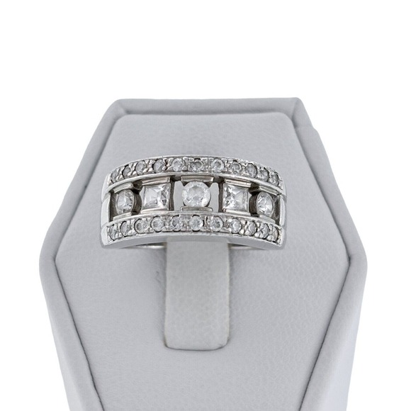 Ross Simons Jewelry - Vintage Ross Simons Sterling Silver 925 Geometric Cubic Zirconia Ring Size 7
